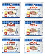 ZWAN Chicken and Beef Luncheon Halal Loaf Meat 12oz. (340g) Six (6) Cans