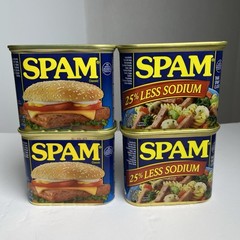 4 Cans of SPAM, 2 25% Reduces Sodium Cans & 2 Reg Cans Canned Meat 12 oz READ*