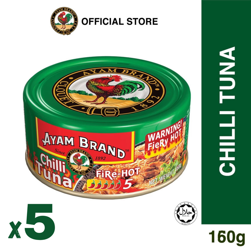 x5 Ayam Brand Fire Hot Chilli Tuna 160g Level 5 Spicy Canned Tuna HALAL Malaysia