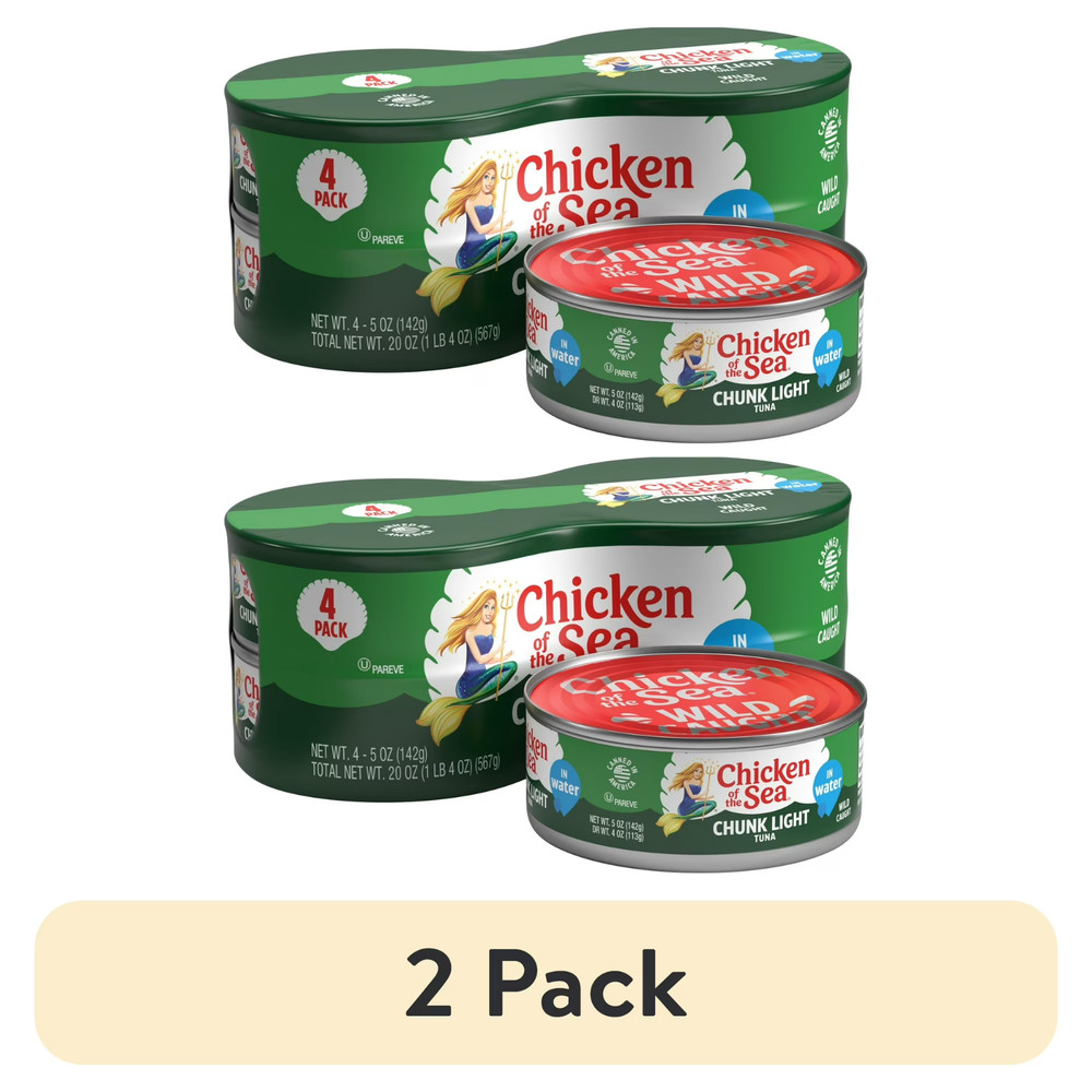 2 (2 pack) Chunk Light Tuna in Water 5 Oz 4 Can Packs Pantry Seafood Canned Food