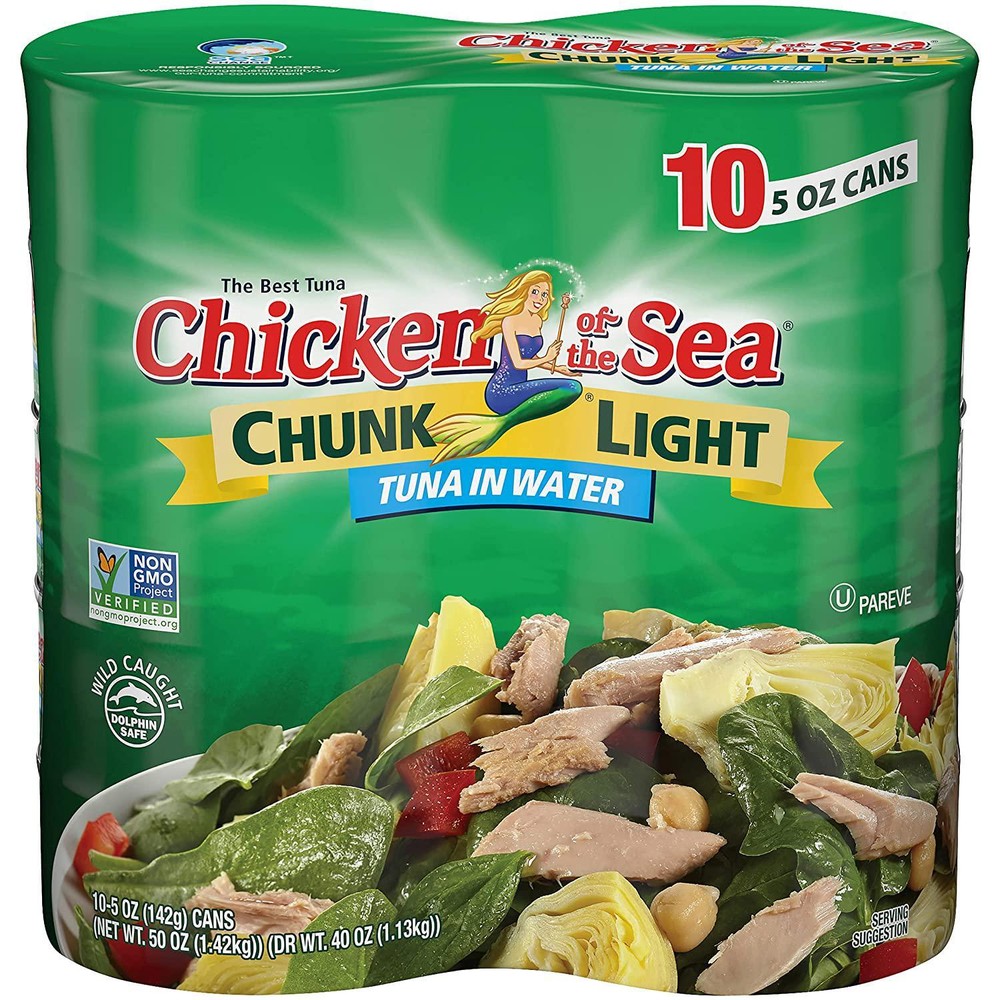 Chicken of the Sea Chunk Light Tuna in Water 5 oz. Can Pack of 10 NEW