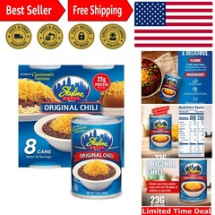 Classic 15oz Cincinnati Chili – No Beans, Hearty Flavor, Family-Size 8 Can Pack