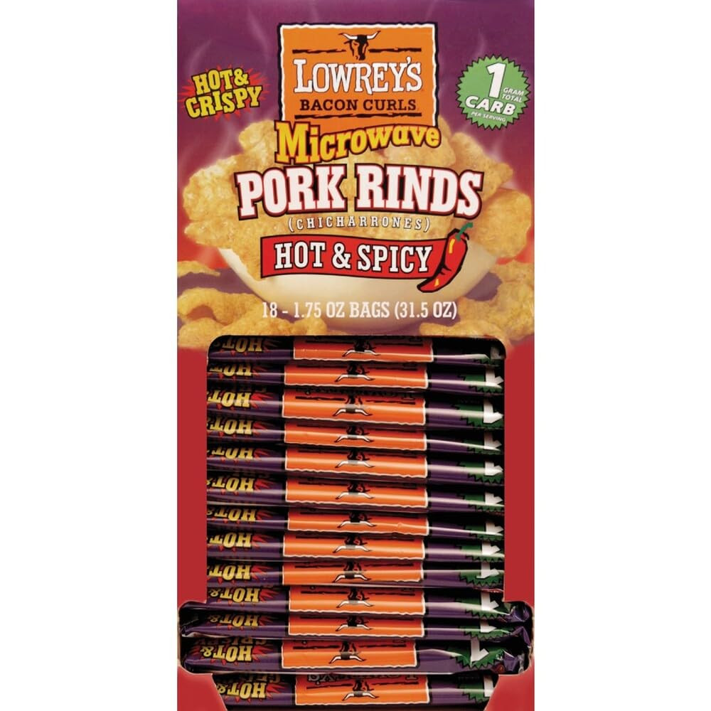 Hot and Spicy Microwave Pork Rinds 1.75 Oz. Packet – Case Of: 18;18