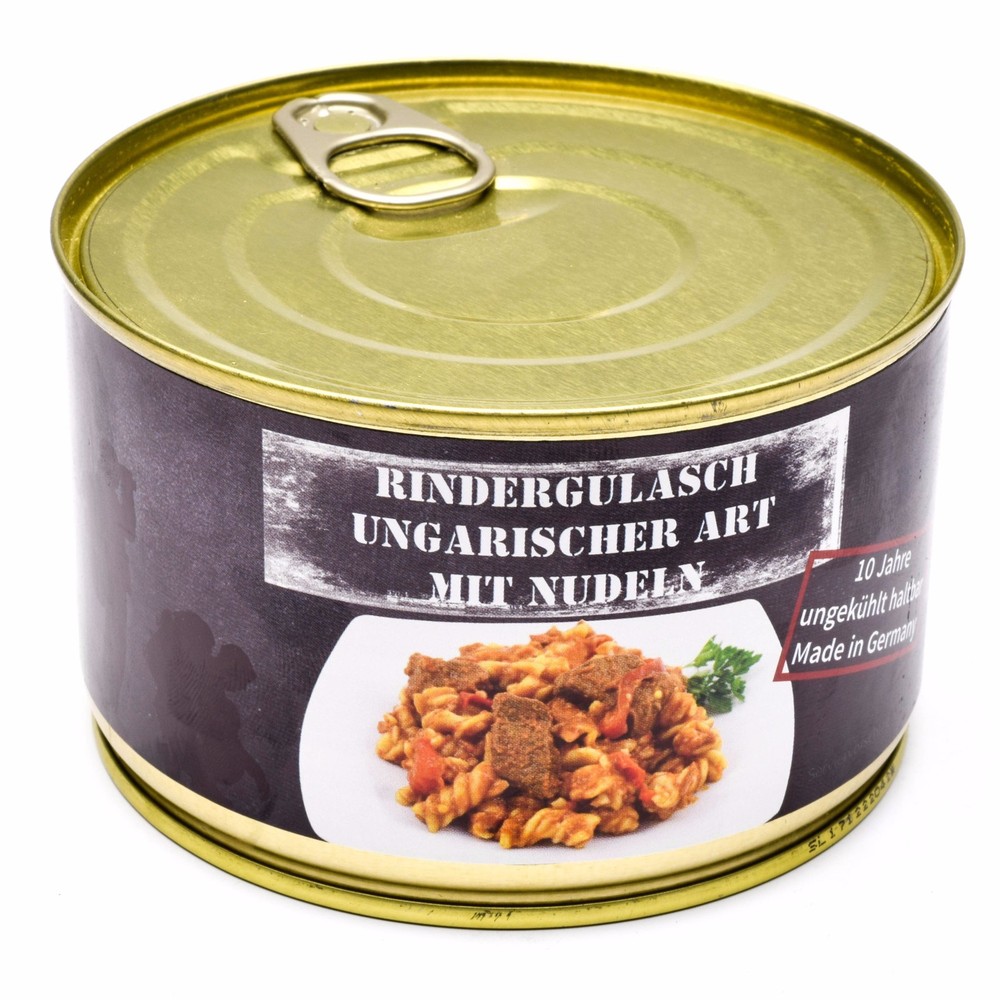 Emergency ration army survival food canned Hungarian beef goulash 400g can