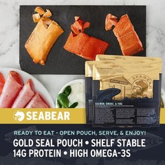 SeaBear Smoked Salmon Trio 18oz 3 x 6oz Fillets Gift Box – Wild Alaska Sockey…