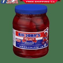 Ready to Eat Pickled Sausage 32oz Jar Low Carb Protein Snack Fully Cooked Smoked