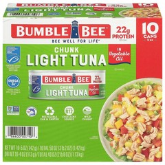 Bumble Bee Chunk Light Tuna in Oil, 5 oz Cans – 10 Count