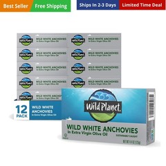 Wild White Anchovies in Extra Virgin Olive Oil, Tinned Fish, 4.4 Ounce, Pack …