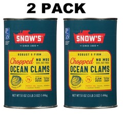 Snow’s Ocean Chopped Clams Canned, 51 oz Can – 7g Protein per Serving – Gluten F