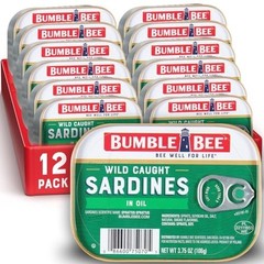 Wild Caught Sardines in Oil, 3.75 oz Tin (12 Pack) – Gluten Free, Keto, Kosher