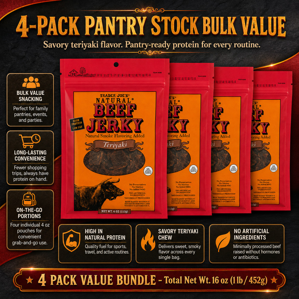 4 Pack Trader Joe’s Natural Teriyaki Beef Jerky 4 oz