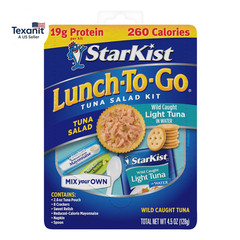 Lunch-To-Go Mix Your Own Tuna Salad, Chunk Light Tuna Pouch, 4.5 Ounce Kit, 1 Pa