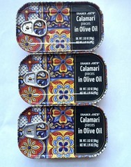 3 X Trader Joe’s Calamari Pieces In Olive Oil 3.91 oz X 3 Cans Giant Squid