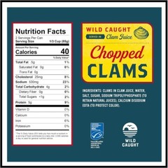 Snow’s Wild Caught Chopped Clams Canned, 6.5 oz Can (Pack of 12) – 5g Protein Pe
