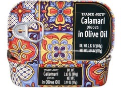 2 Pack Trader Joe’s Calamari Pieces in Olive Oil Tinned Squid Seafood