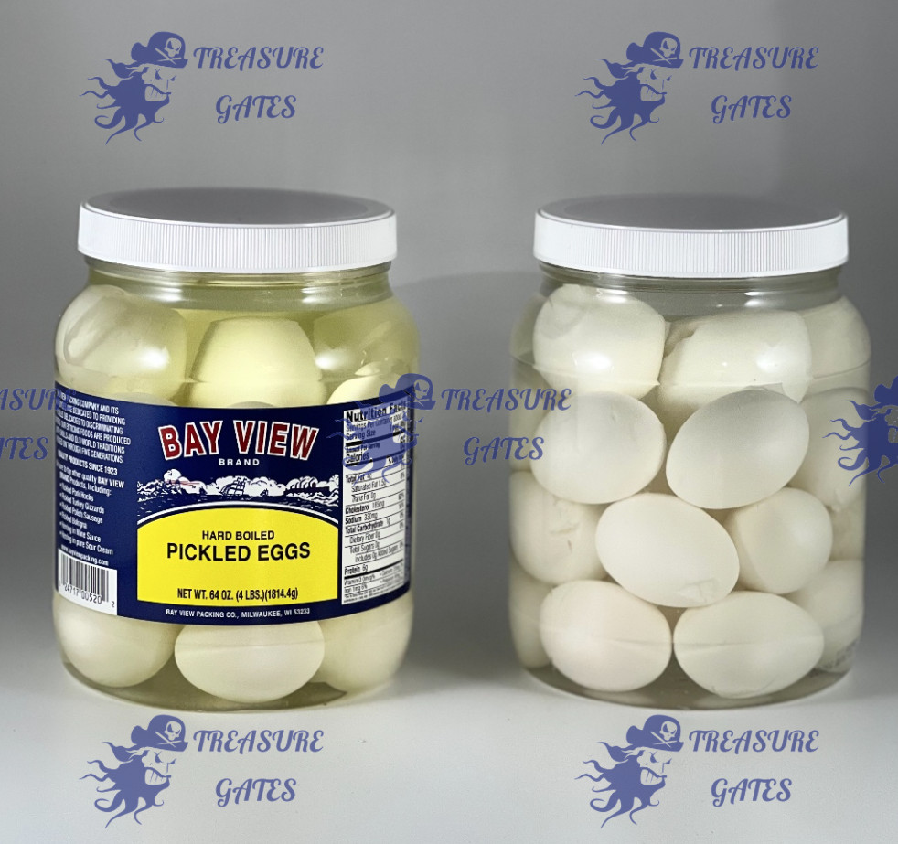 Bay View Brand Pickled Eggs 36 Ounce Plastic Jar Bar Tavern Food (2 Pack)