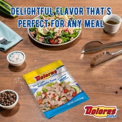 Dolores Tuna Chunk Light Yellowfin Tuna in Water, 2.6 oz Pouch (Pack of 24)