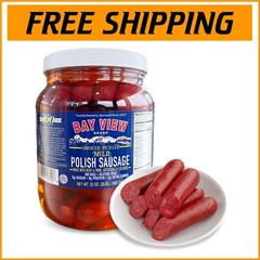 Bay View Smoked Pickled Polish Sausage – Gluten Free, No MSG, 32oz Jar-=