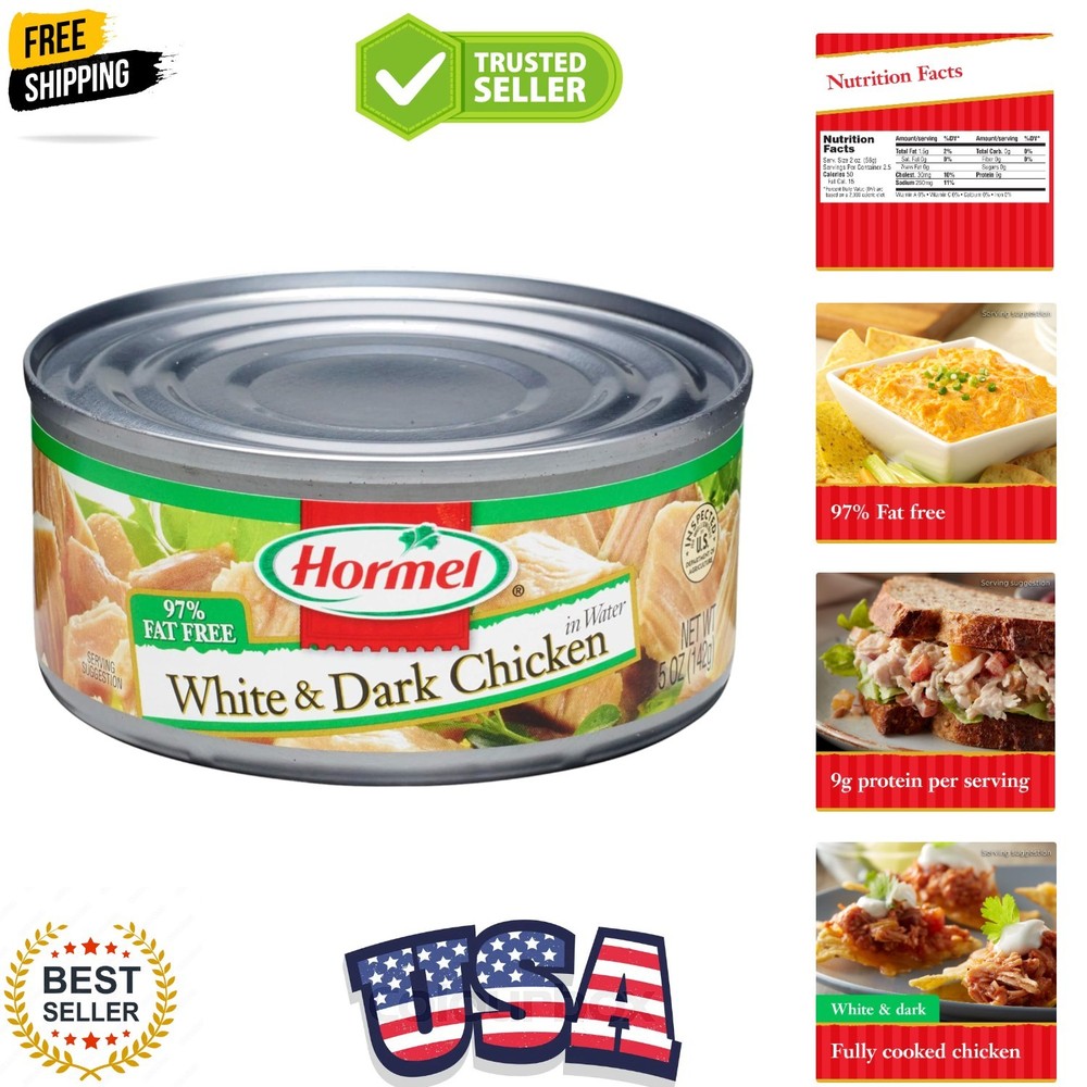 Canned White and Dark Chunk Chicken, 5 Ounce Pack of 12