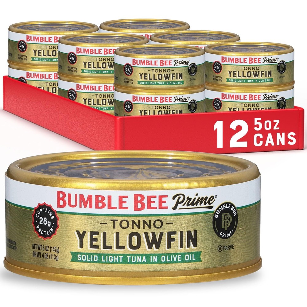 Bumble Bee Prime Tonno Tuna In Olive Oil, 5 oz Easy Open Cans Pack of 12 Pre…