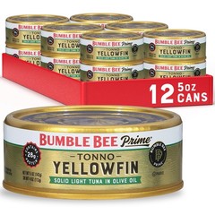 Bumble Bee Prime Tonno Tuna In Olive Oil, 5 oz Easy Open Cans Pack of 12 Pre…