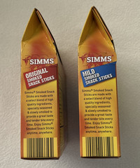 2 Simms Original & Mild Smoked Snack Sticks 28 Total Individual Sticks Sealed