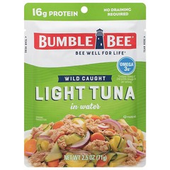 10PK BUMBLE BEE Premium Light Tuna Pouch in Water, Ready to Eat Tuna Fish, Keto