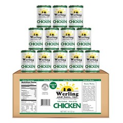 12 Cans – Werling & Sons Canned Chicken Fully Cooked Ready to Eat 14.5 Oz Food