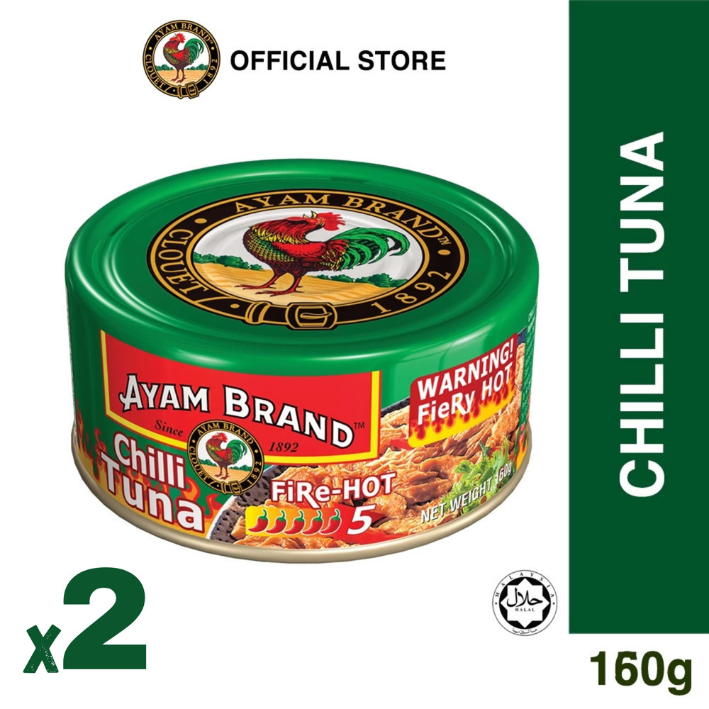 x2 Ayam Brand Fire Hot Chilli Tuna 160g Level 5 Spicy Canned Tuna HALAL Malaysia