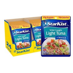 Chunk Light Tuna in Water, 2.6 oz Pouch 24 Pack Ready to Eat Wild Caught Tuna…