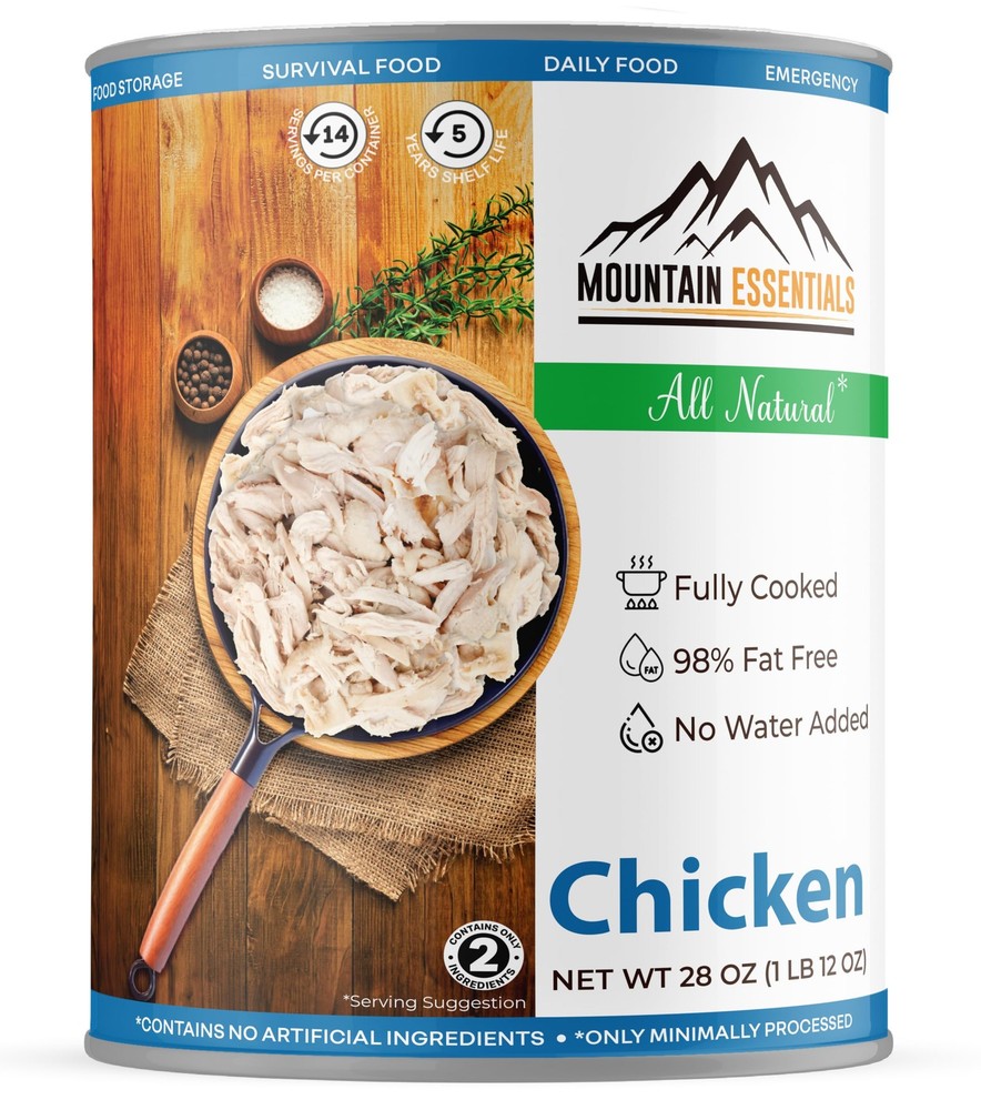 Fully Cooked Chicken 28 Oz – Canned White Meat for Daily Meals, Camping & Eme…