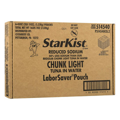 Reduced Sodium Chunk Light Tuna in Water – 43 Oz Pouch (Pack of 6)