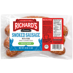 Richard’s Green Onion Smoked Sausage 16 Oz (4 Pack)