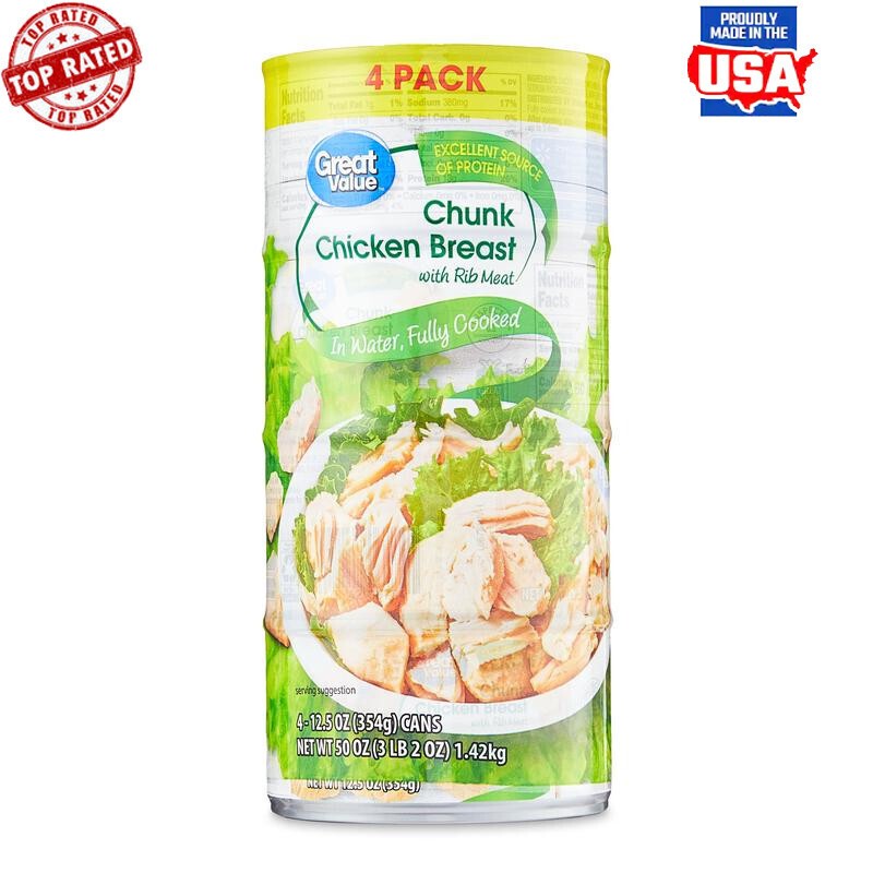 Canned Chunk Chicken Breast Protein Packed Ready To Eat Meal Prep 4 Pack New