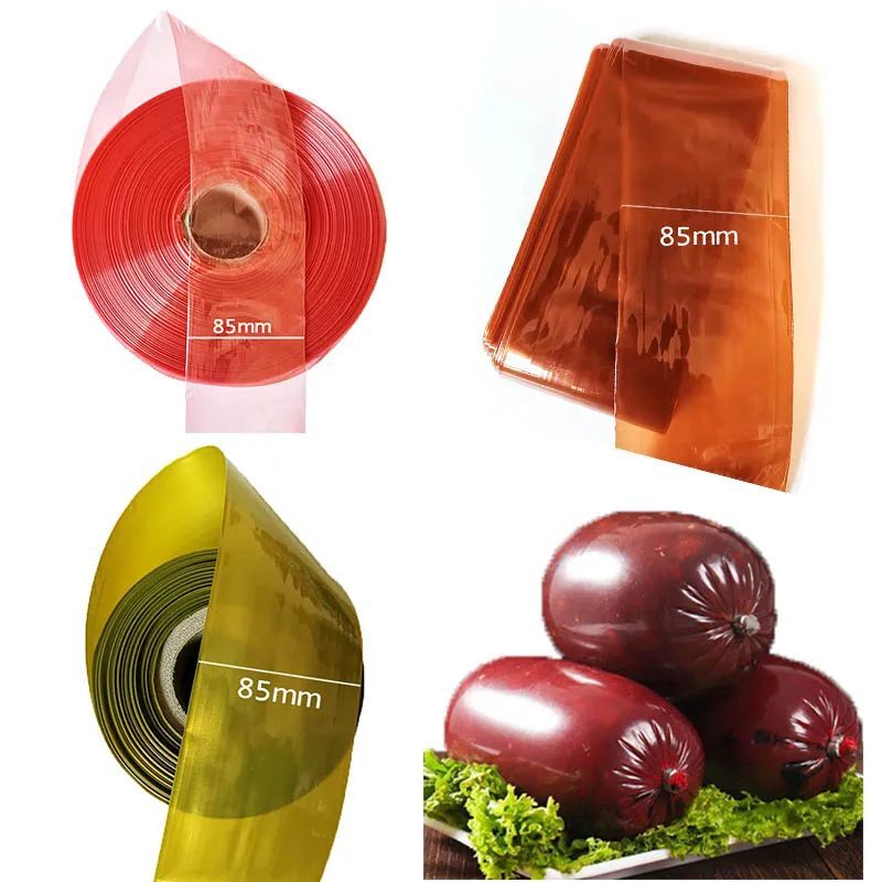 5/3/1Mx85mm Width Plastic Sausage Casings Brown for Salami Shell Maker Inedible