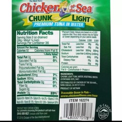 12 Packs Chicken of the Sea Chunk Light Premium Tuna in Water 7oz each FREE SHIP