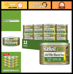Solid White Albacore Tuna in Extra Virgin Olive Oil, 4.5 Oz, 12-Pack, High Prote