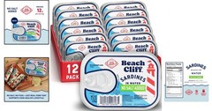 No Salt Added Sardines – Wild Caught, 45 oz Pack of 12, Gluten Free