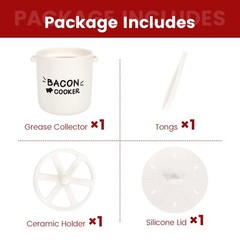 Ceramic Bacon Cooker for Microwave Oven – Splatter-Proof Design Microwave Bac…
