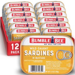 Bumble Bee Sardines in Mustard Sauce, 3.75 oz Tin Ounce (Pack of 12)