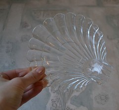 Vintage Federal Glass Beachcomber Seafood Set in original box, set 4 Tray Dish