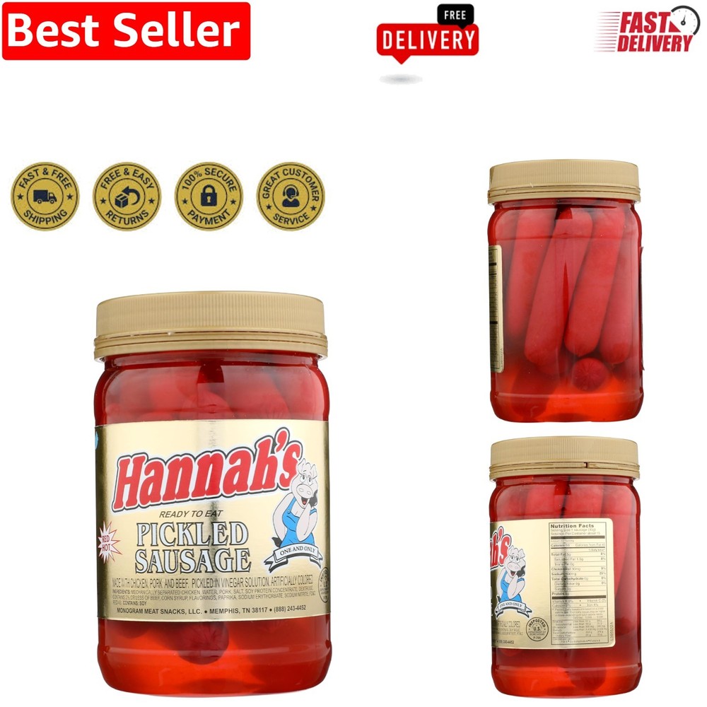Single Serving 16oz Jar of Spicy Pickled Sausages – Tangy Goodness