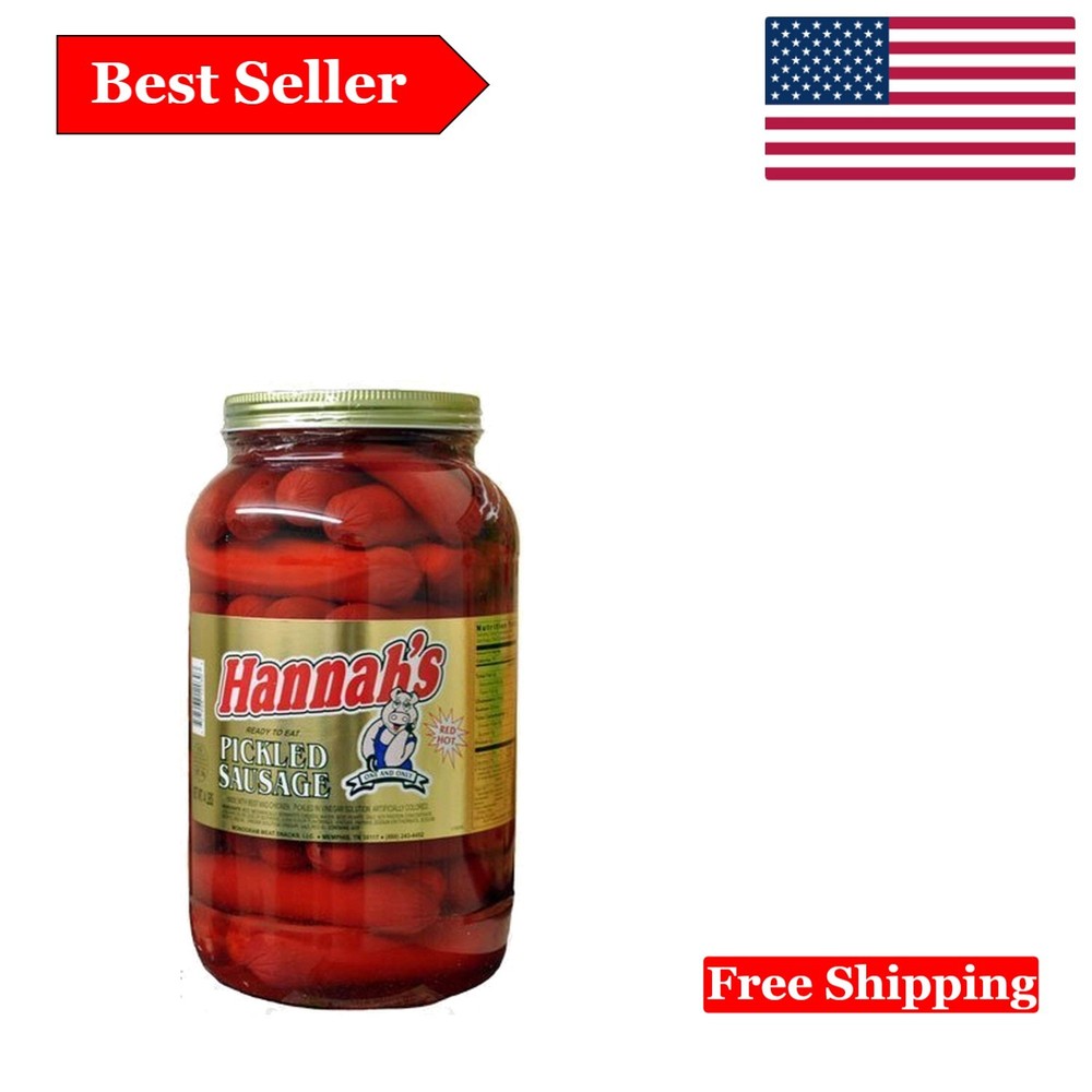 Spicy Hot Pickled Sausage 39 Count in Gallon Jar – 4lb Pack – US Gourmet Snack
