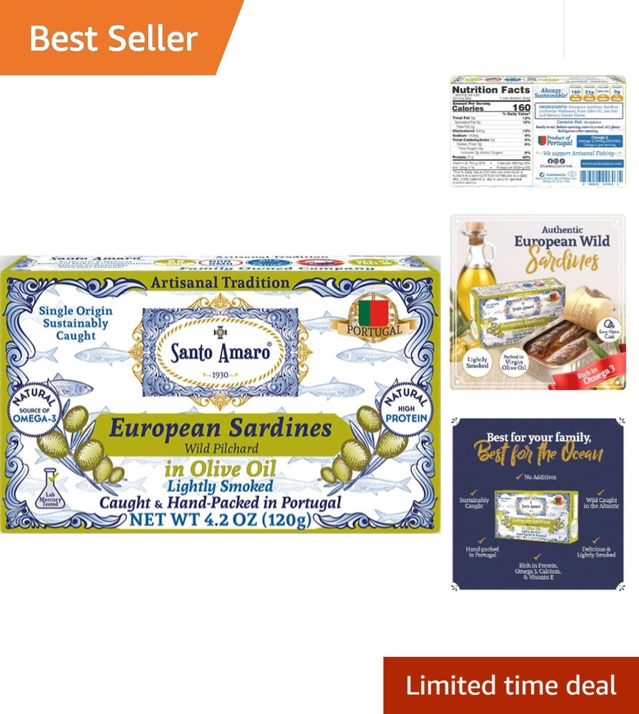 High-Protein Canned Sardines in Pure Olive Oil – 12-Pack, Sustainably Sourced