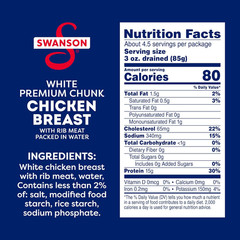 Swanson White Premium Chunk Chicken Breast with Rib Meat in Water, 12.5 Oz. (Pac