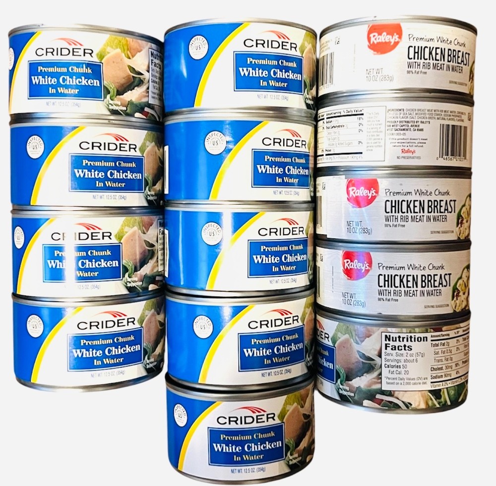 16 cans CRIDER and Raley’s Premium White Chicken Breast Water new
