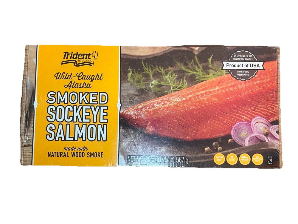 NEW! SEALED- Trident Seafoods Wild Smoked Sockeye Salmon, 1 Packs