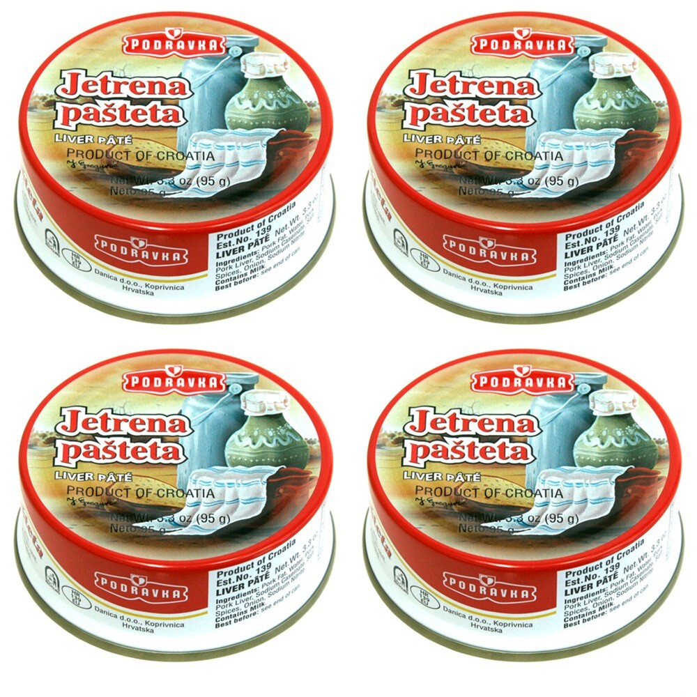 Pack 4 Liver Pate | Jetrena Pasteta, Podravka, 95g/ 3.5oz x 4pcs