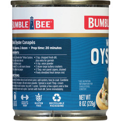 (4 Pack) Whole Canned Oysters, Shelf Stable, 8Oz Can