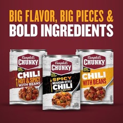 Hearty Hot & Spicy Chili with Beans, 16.5 oz Can – 12 Pack for Quick Meals